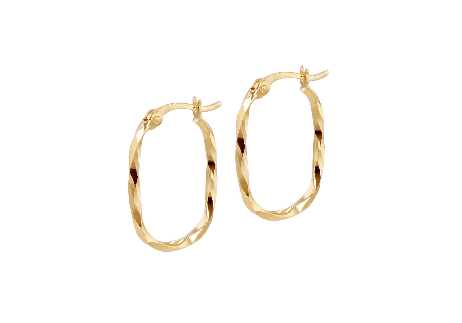 9ct Yellow Gold Twist Oval Earrings