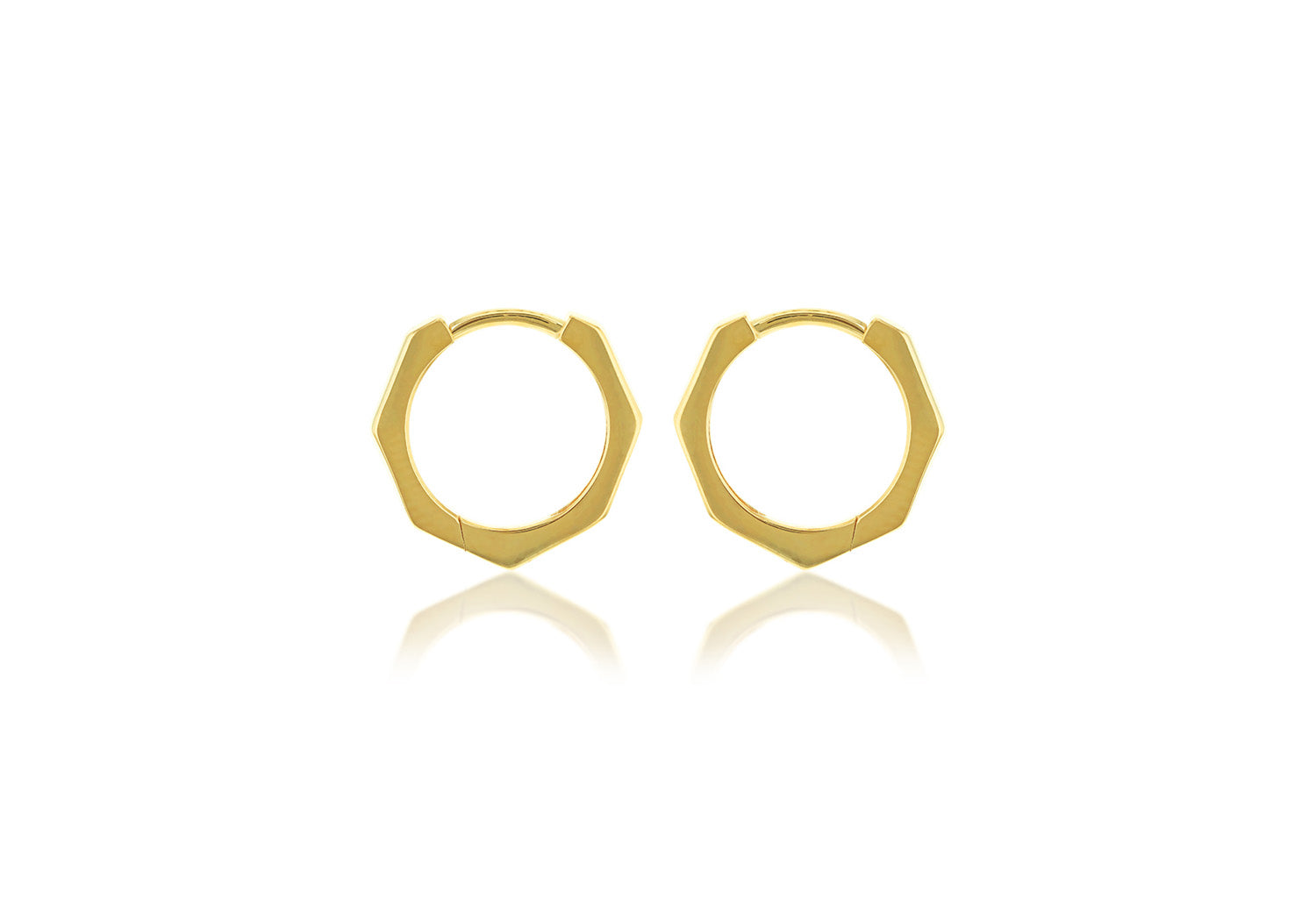 9ct Yellow Gold Hexagon Huggies