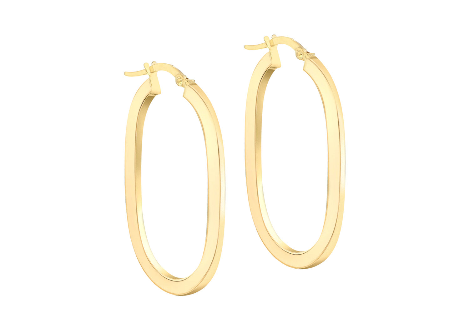 9ct Yellow Gold Flat Oval Hoops