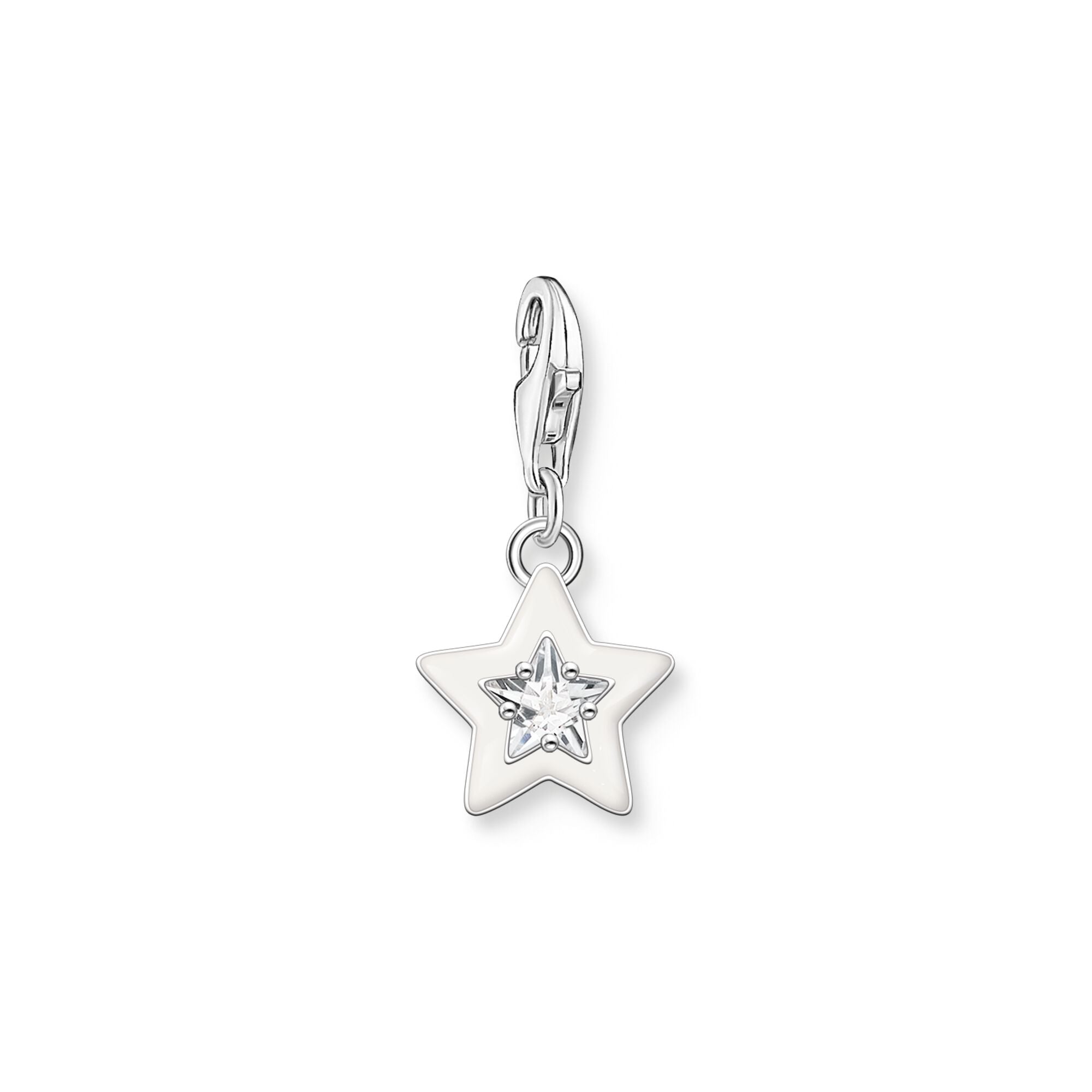 THOMAS SABO Charm Pendant Star with White Stones and White Cold Enamel