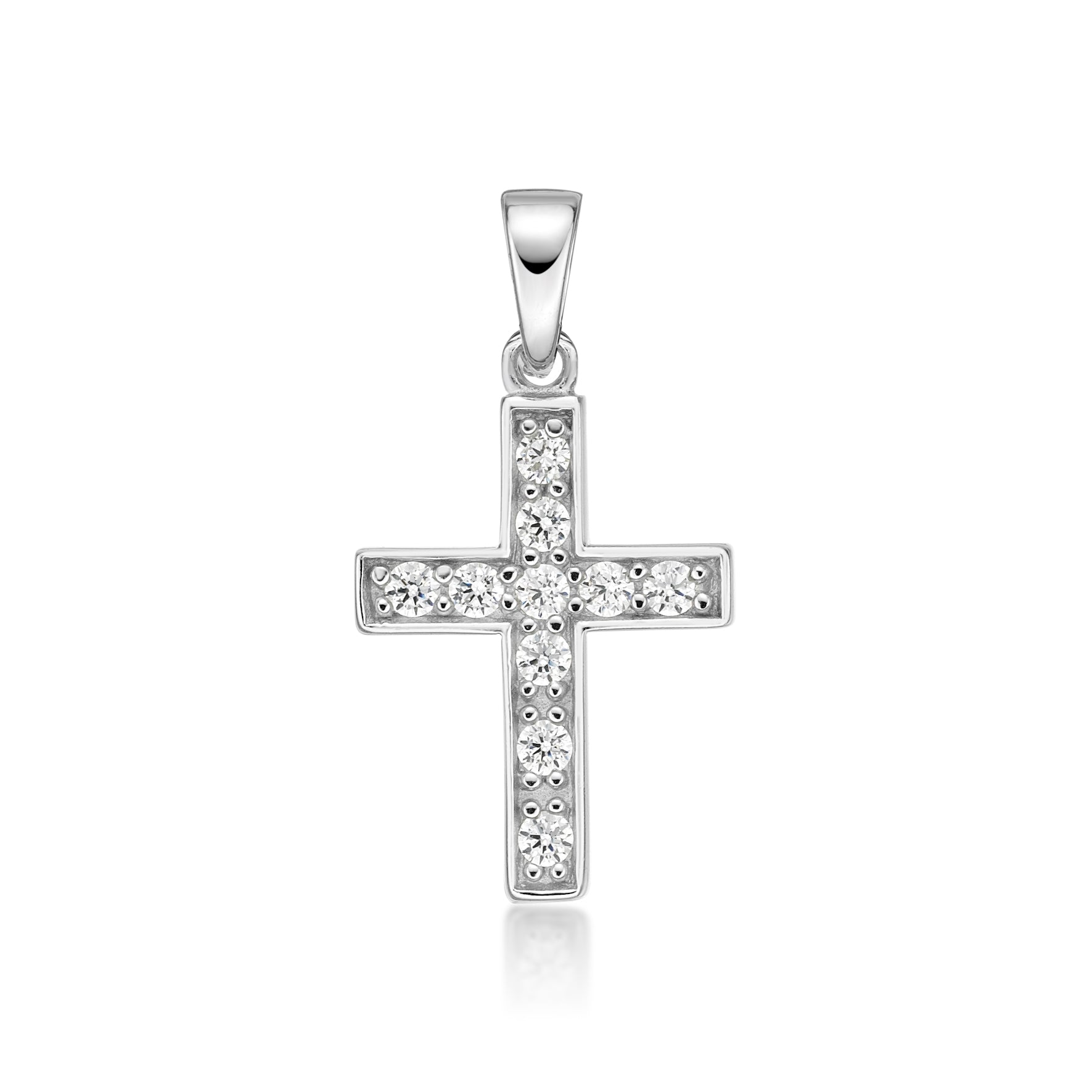 Silver CZ Cross Necklace