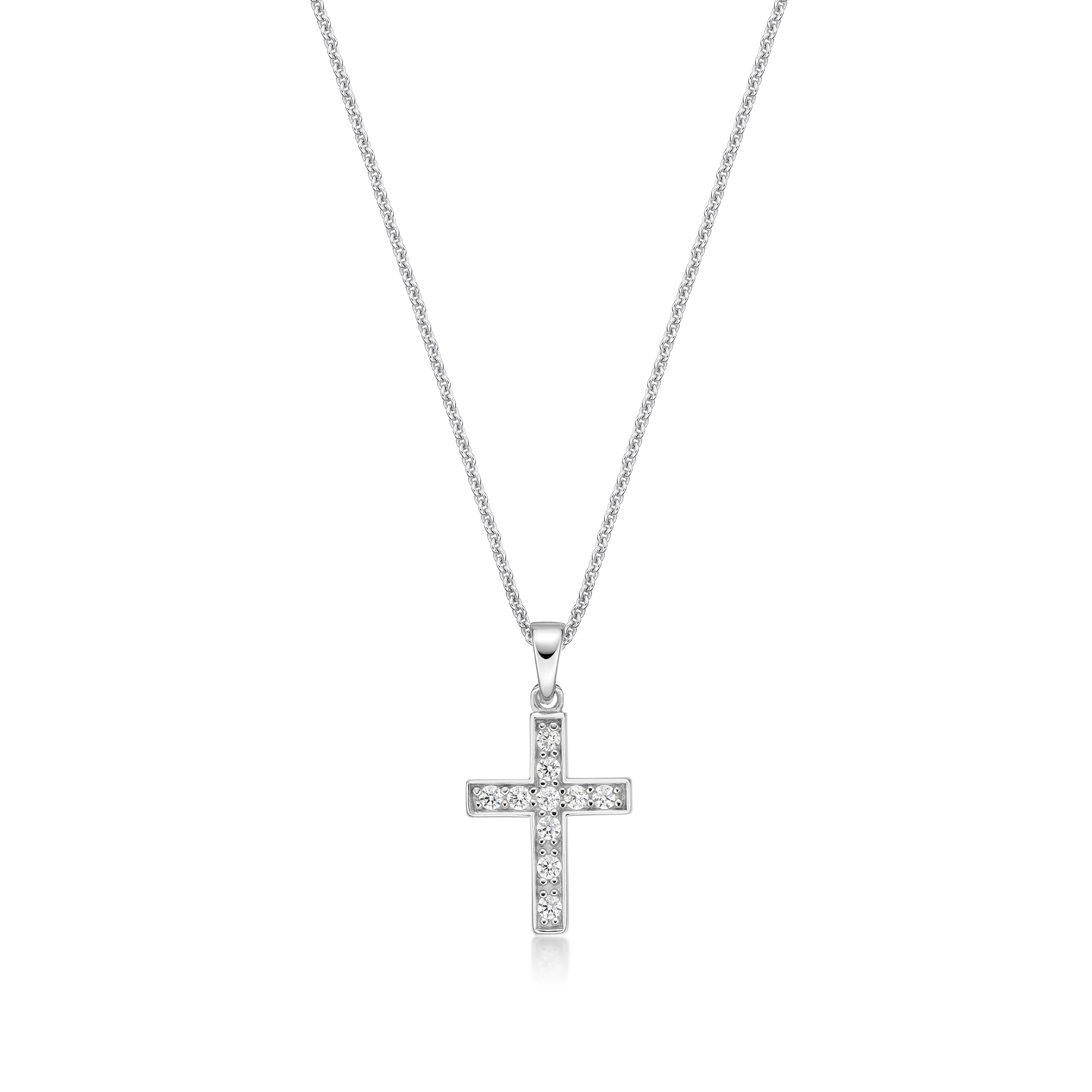 Silver CZ Cross Necklace