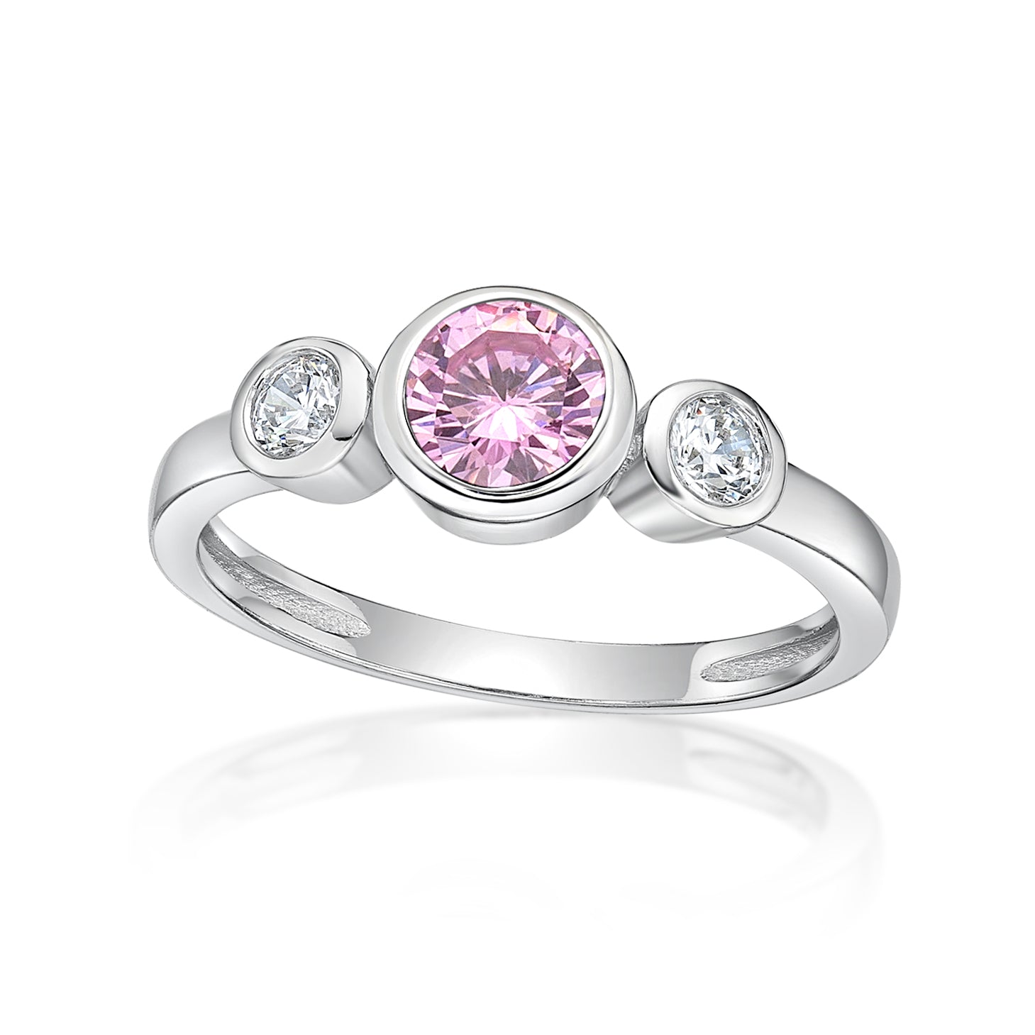 October Birthstone Silver CZ Ring