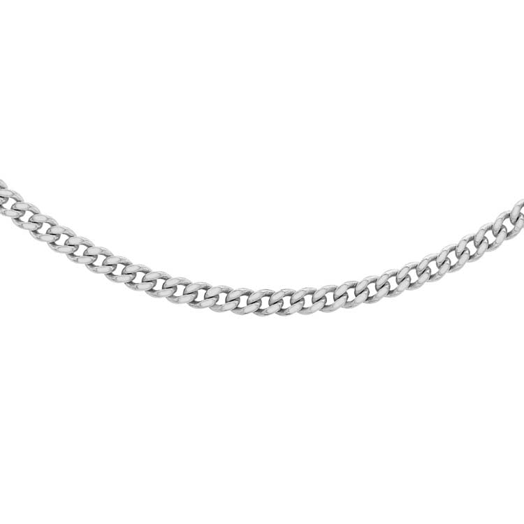 18ct White Gold Solid Diamond Cut Curb Chain 50cm