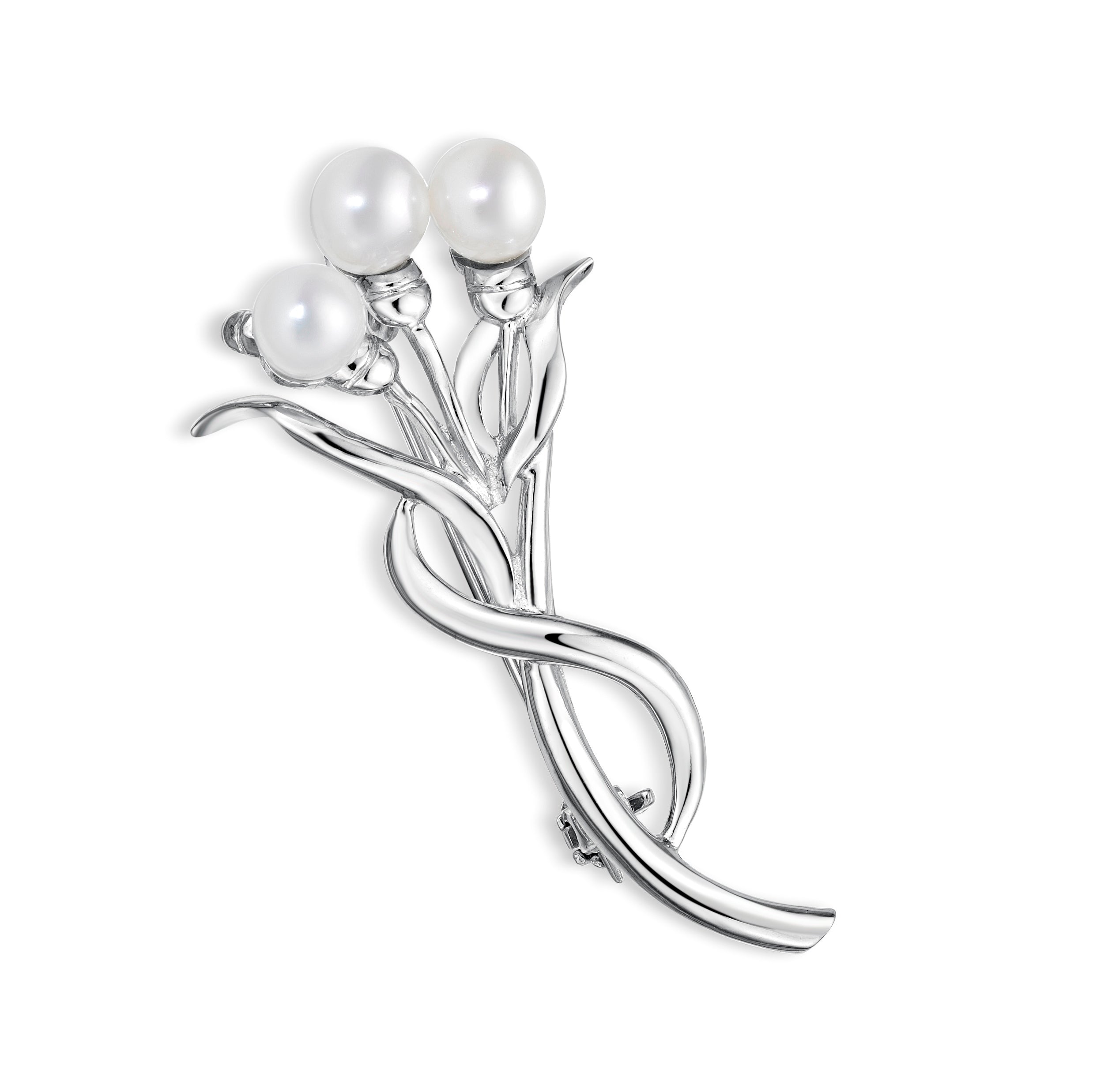 Silver Pearl Brooch