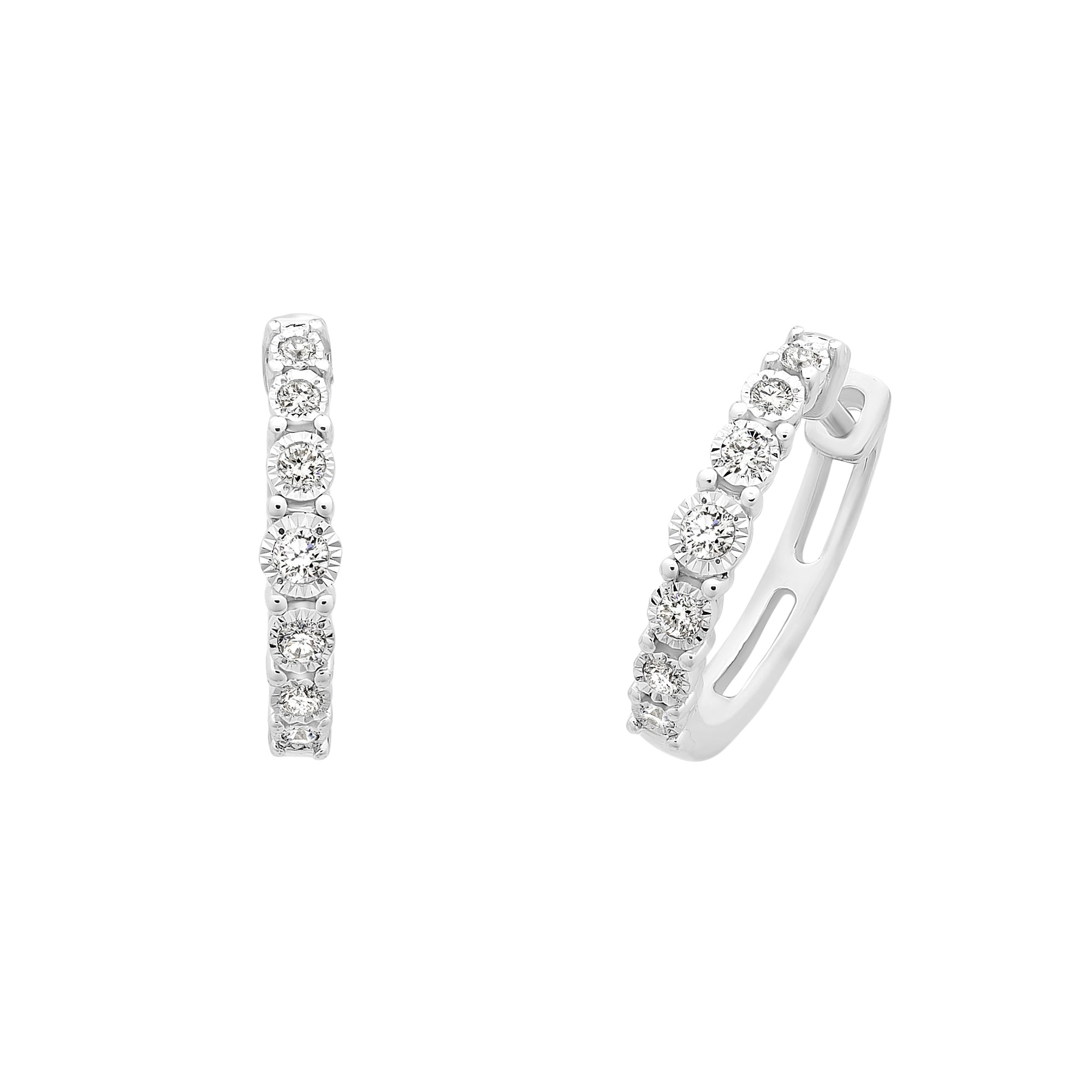 9ct White Gold Diamond Huggies