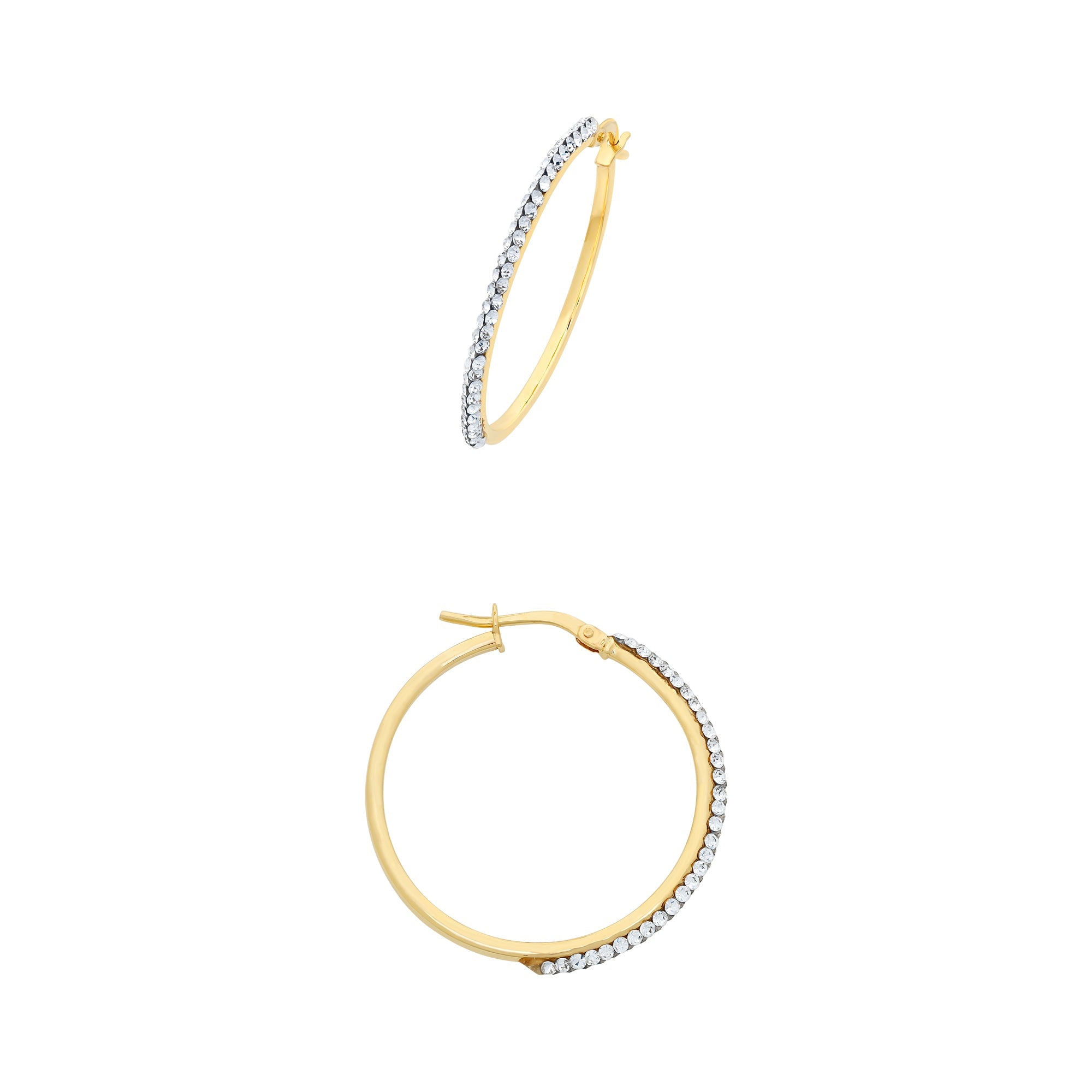 9ct Gold Silver Filled Hoop Earrings With Swarovski Crystals