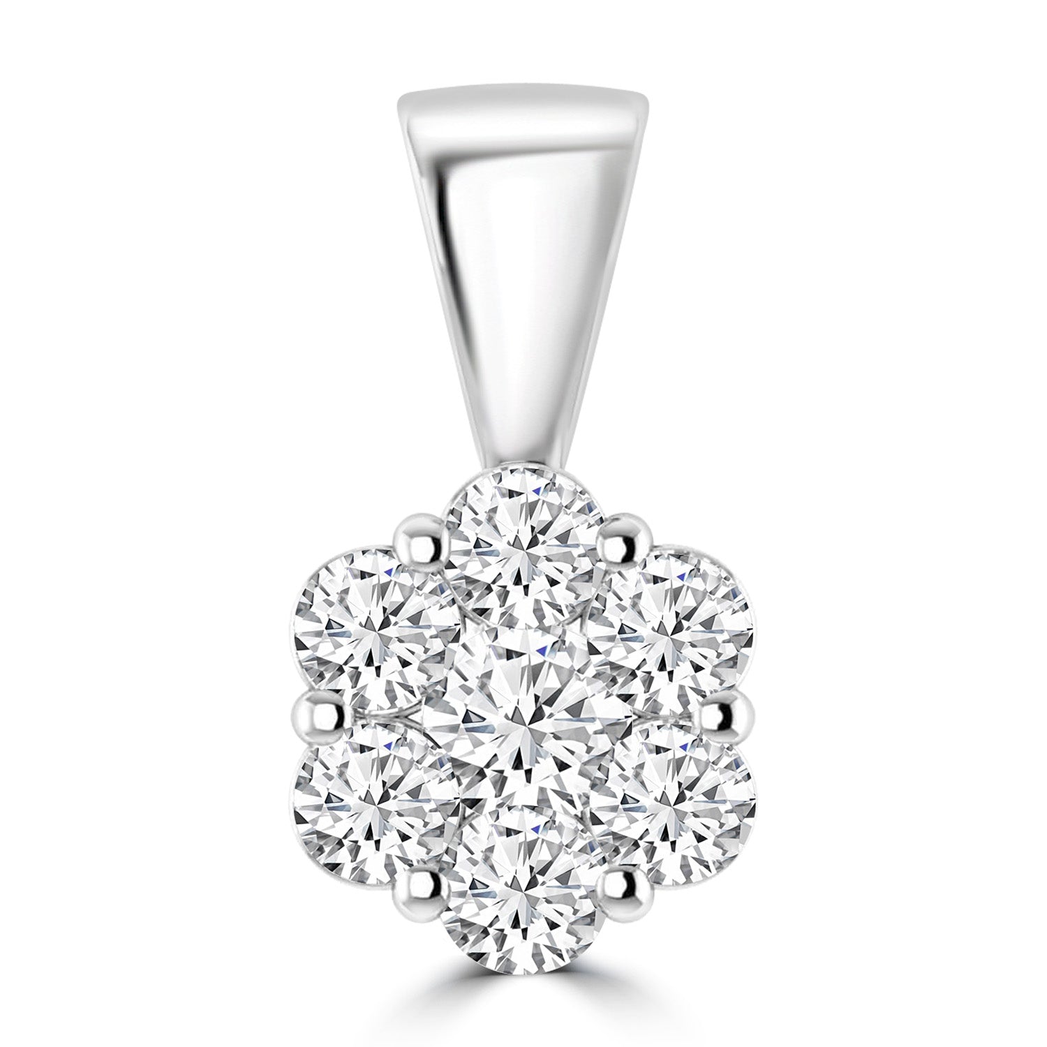 Cluster Diamond Pendant with 0.33ct Diamonds in 9ct White Gold - RJ9WPCLUS33GH