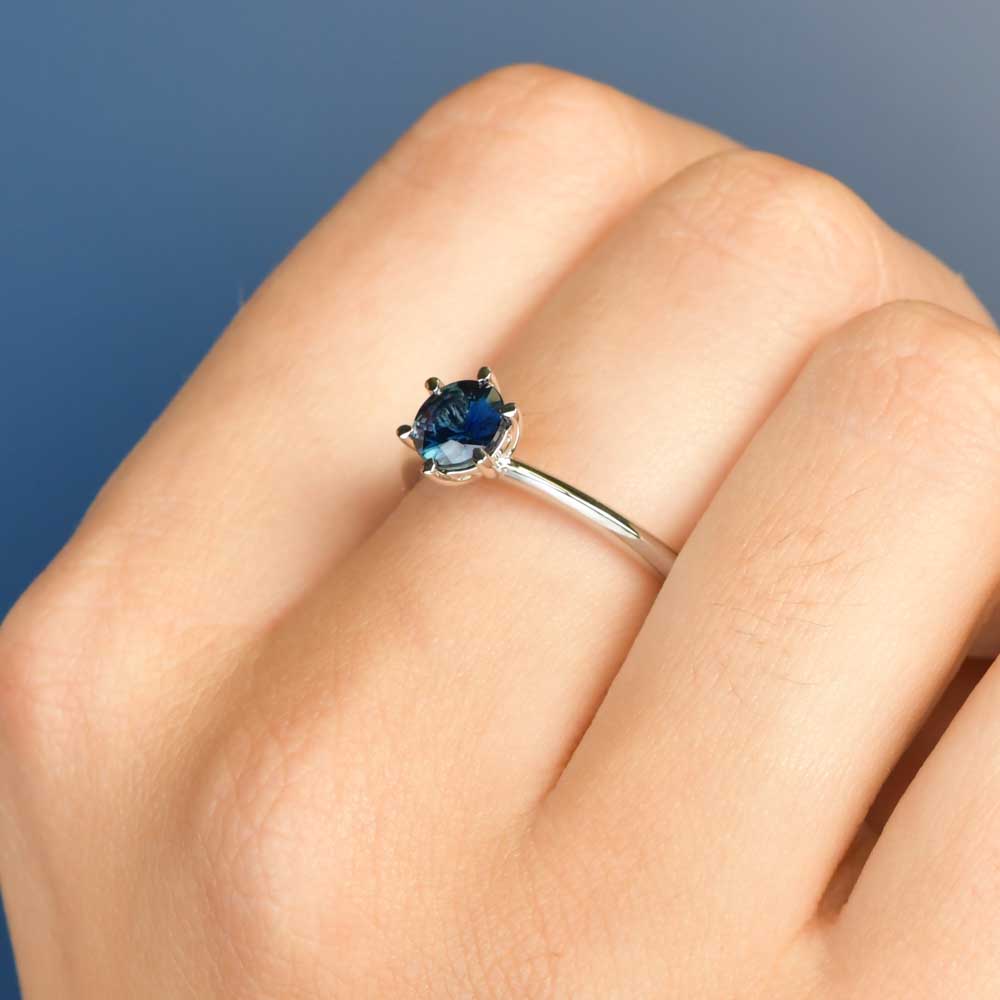 Australian Sapphire Hazel Ring with Blue Sapphire