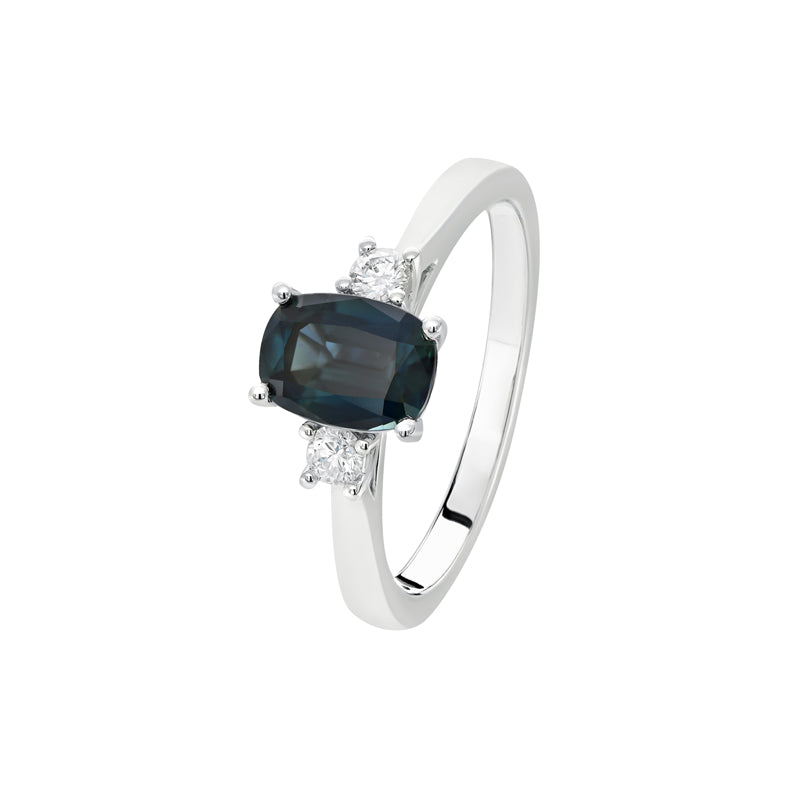 Australian Sapphire Endota Ring with Blue Sapphire & Diamonds